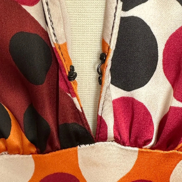 ZARA Retro 70s MIDI Dress Satin Effect Polka Dot Earth Tones, Size Small NWT - Picture 11 of 16